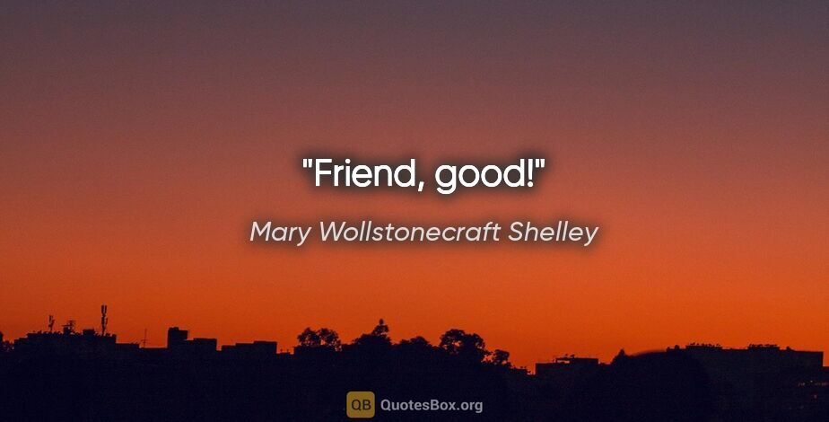 Mary Wollstonecraft Shelley quote: "Friend, good!"