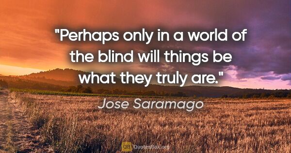 Jose Saramago quote: "Perhaps only in a world of the blind will things be what they..."