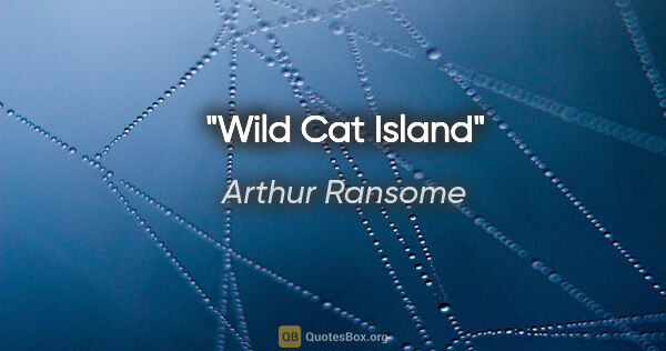 Arthur Ransome quote: "Wild Cat Island"