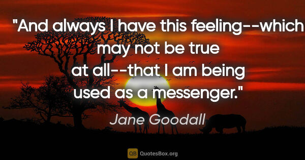 Jane Goodall quote: "And always I have this feeling--which may not be true at..."