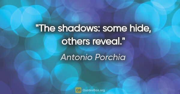 Antonio Porchia quote: "The shadows: some hide, others reveal."