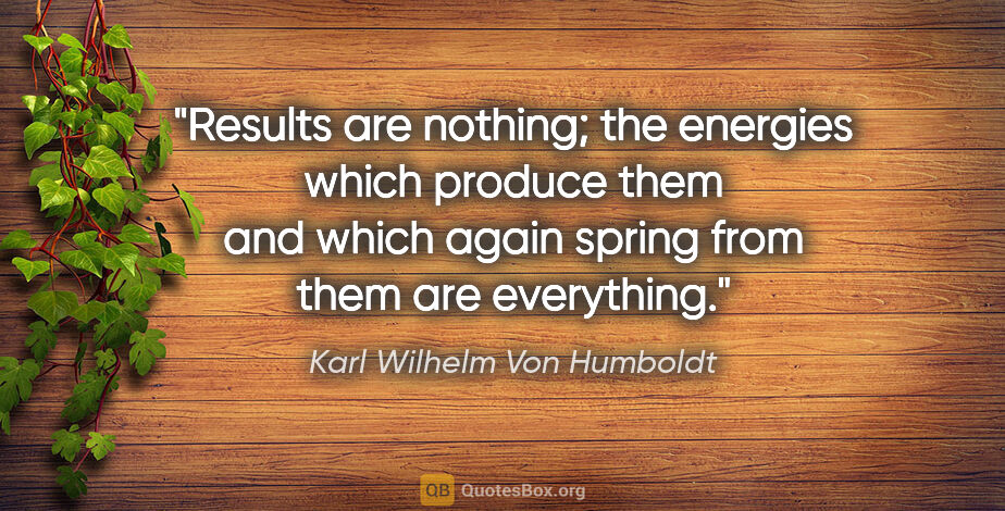Karl Wilhelm Von Humboldt quote: "Results are nothing; the energies which produce them and which..."