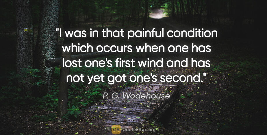 P. G. Wodehouse quote: "I was in that painful condition which occurs when one has lost..."