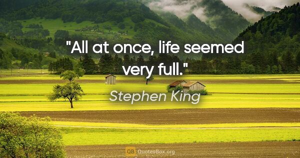 Stephen King quote: "All at once, life seemed very full."