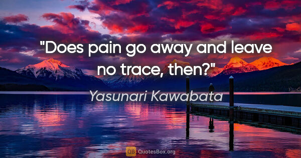 Yasunari Kawabata quote: "Does pain go away and leave no trace, then?"