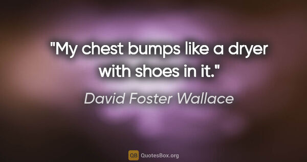 David Foster Wallace quote: "My chest bumps like a dryer with shoes in it."