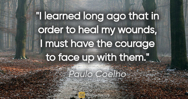 Paulo Coelho quote: "I learned long ago that in order to heal my wounds, I must..."