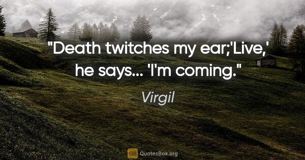 Virgil quote: "Death twitches my ear;'Live,' he says... 'I'm coming."