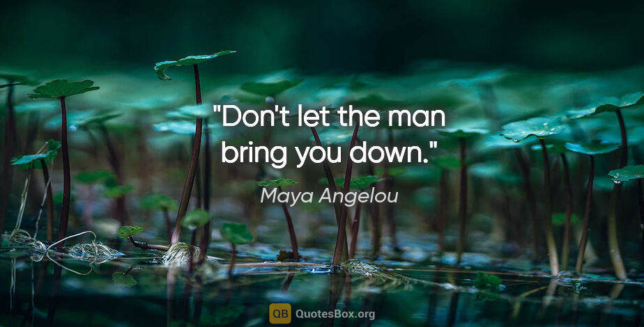 Maya Angelou quote: "Don't let the man bring you down."