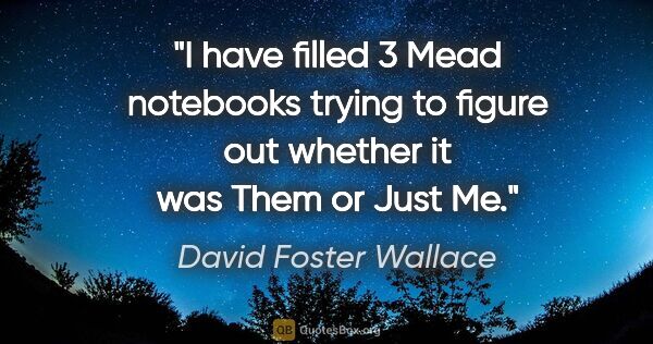 David Foster Wallace quote: "I have filled 3 Mead notebooks trying to figure out whether it..."