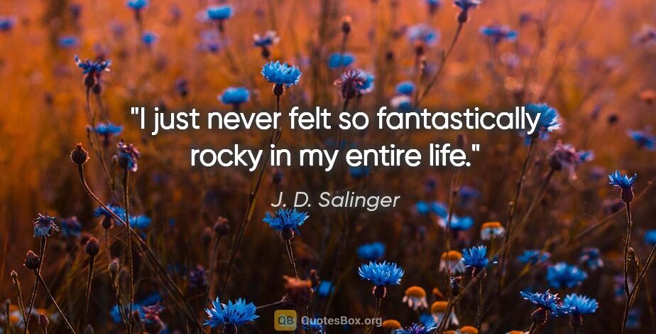 J. D. Salinger quote: "I just never felt so fantastically rocky in my entire life."