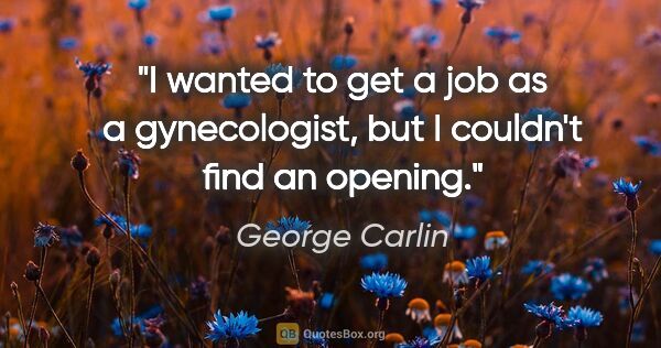 George Carlin quote: "I wanted to get a job as a gynecologist, but I couldn't find..."