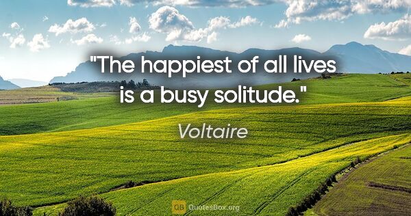 Voltaire quote: "The happiest of all lives is a busy solitude."