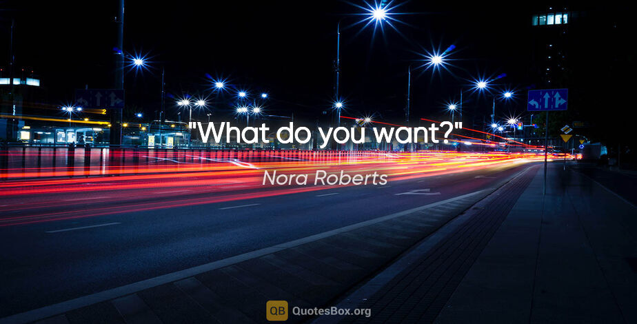 Nora Roberts quote: "What do you want?"