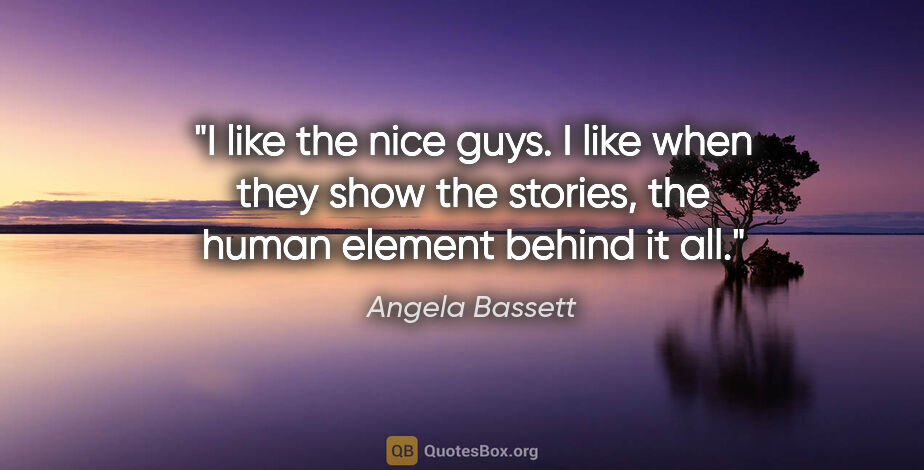 Angela Bassett quote: "I like the nice guys. I like when they show the stories, the..."