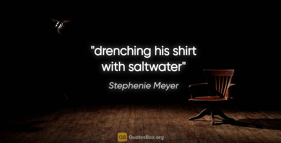 Stephenie Meyer quote: "drenching his shirt with saltwater"