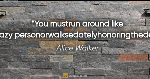 Alice Walker quote: "You mustrun around like acrazy..."