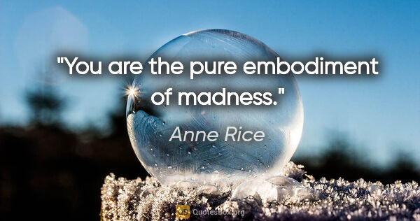 Anne Rice quote: "You are the pure embodiment of madness."