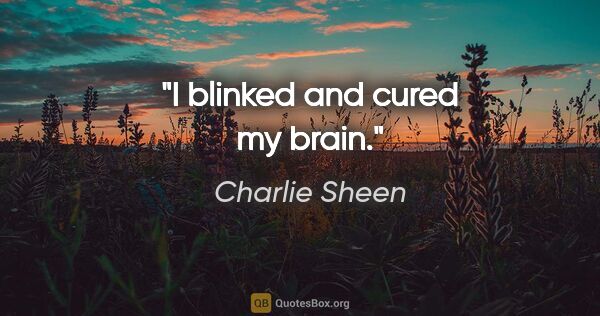 Charlie Sheen quote: "I blinked and cured my brain."