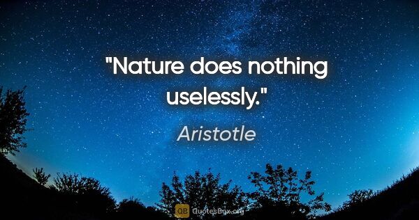Aristotle quote: "Nature does nothing uselessly."