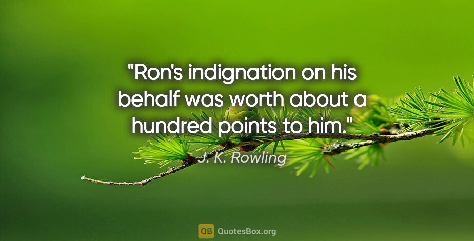 J. K. Rowling quote: "Ron's indignation on his behalf was worth about a hundred..."