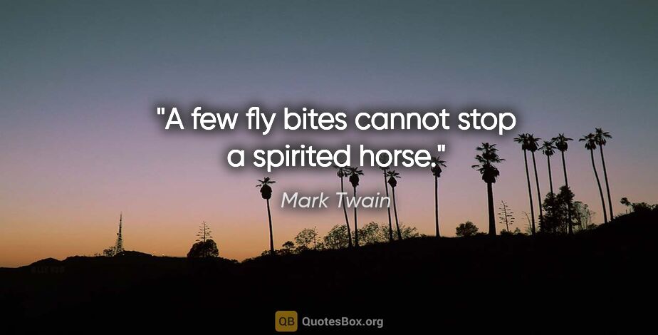 Mark Twain quote: "A few fly bites cannot stop a spirited horse."