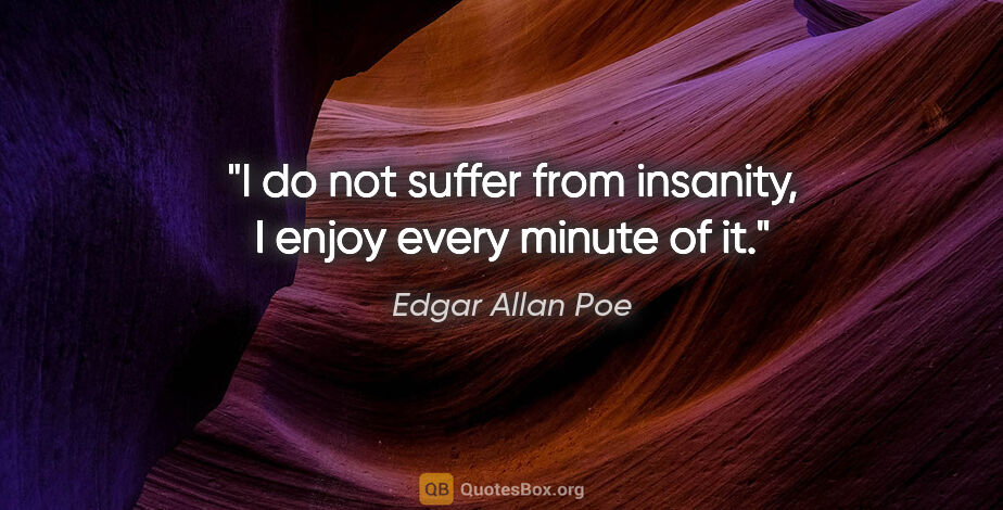 Edgar Allan Poe quote: "I do not suffer from insanity, I enjoy every minute of it."