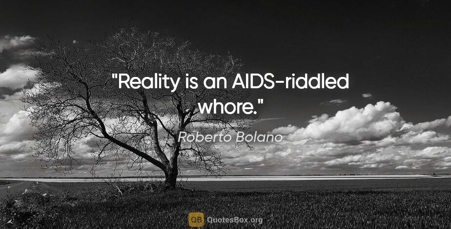 Roberto Bolano quote: "Reality is an AIDS-riddled whore."