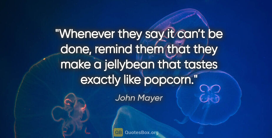 John Mayer quote: "Whenever they say it can’t be done, remind them that they make..."