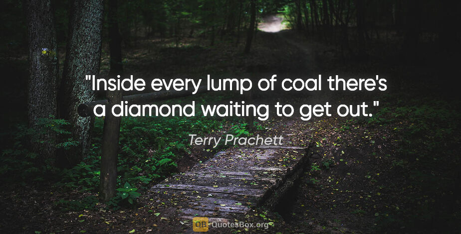 Terry Prachett quote: "Inside every lump of coal there's a diamond waiting to get out."