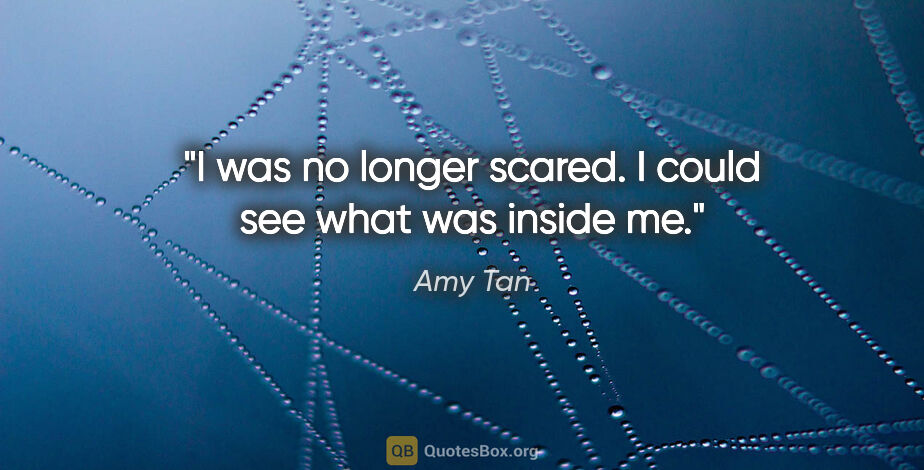 Amy Tan quote: "I was no longer scared. I could see what was inside me."