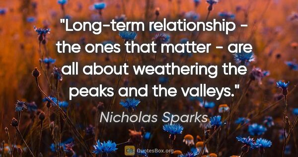 Nicholas Sparks quote: "Long-term relationship - the ones that matter - are all about..."