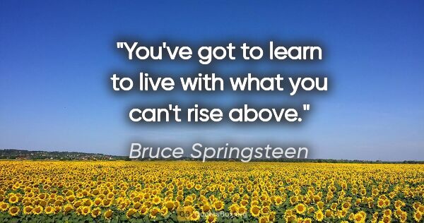 Bruce Springsteen quote: "You've got to learn to live with what you can't rise above."