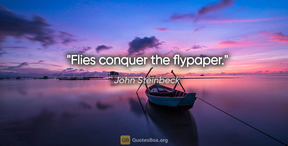 John Steinbeck quote: "Flies conquer the flypaper."