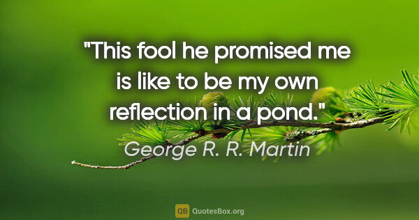 George R. R. Martin quote: "This fool he promised me is like to be my own reflection in a..."