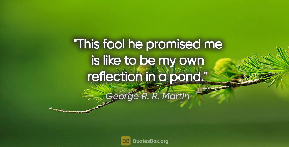George R. R. Martin quote: "This fool he promised me is like to be my own reflection in a..."