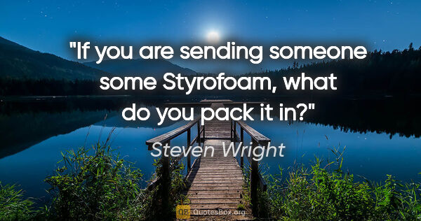 Steven Wright quote: "If you are sending someone some Styrofoam, what do you pack it..."