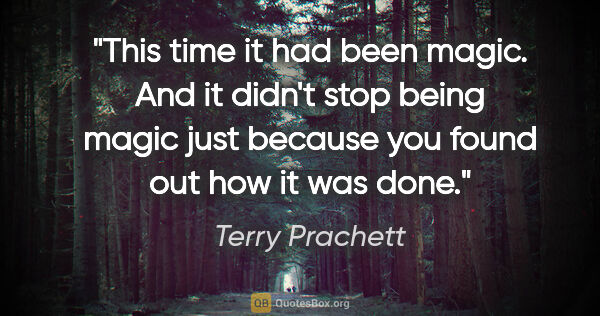 Terry Prachett quote: "This time it had been magic. And it didn't stop being magic..."
