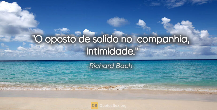 Richard Bach quote: "O oposto de solido no  companhia,  intimidade."