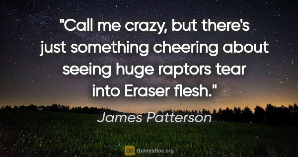 James Patterson quote: "Call me crazy, but there's just something cheering about..."