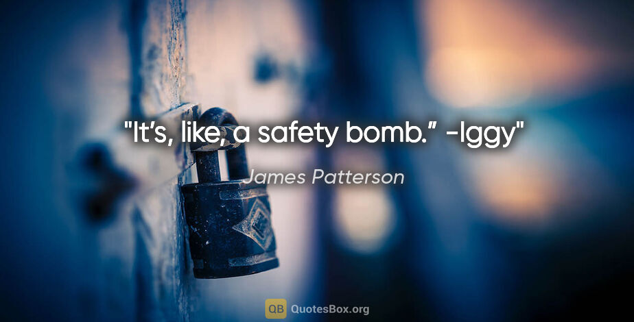 James Patterson quote: "It’s, like, a safety bomb.”
-Iggy"