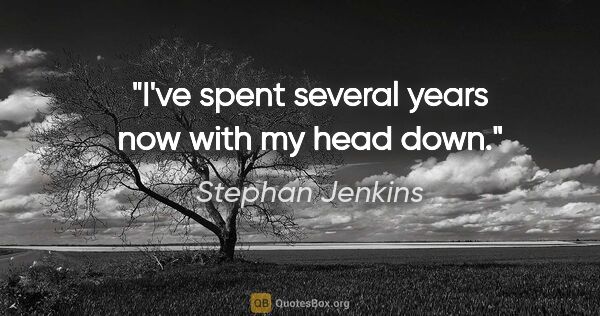 Stephan Jenkins quote: "I've spent several years now with my head down."