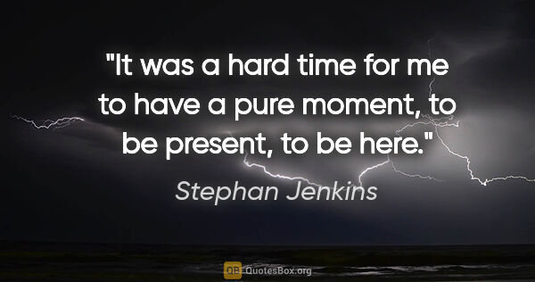 Stephan Jenkins quote: "It was a hard time for me to have a pure moment, to be..."