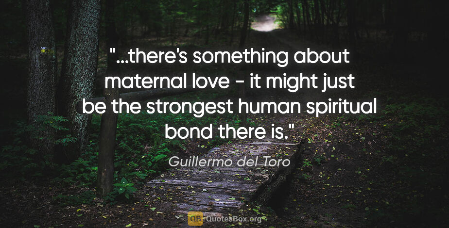 Guillermo del Toro quote: "there's something about maternal love - it might just be the..."