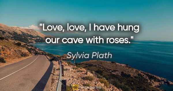 Sylvia Plath quote: "Love, love, I have hung our cave with roses."