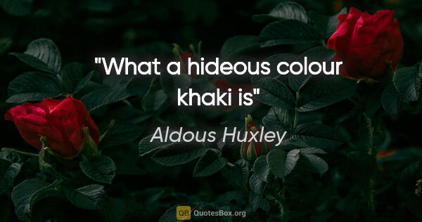 Aldous Huxley quote: "What a hideous colour khaki is"