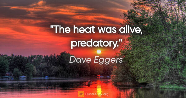 Dave Eggers quote: "The heat was alive, predatory."