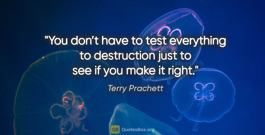 Terry Prachett quote: "You don’t have to test everything to destruction just to see..."