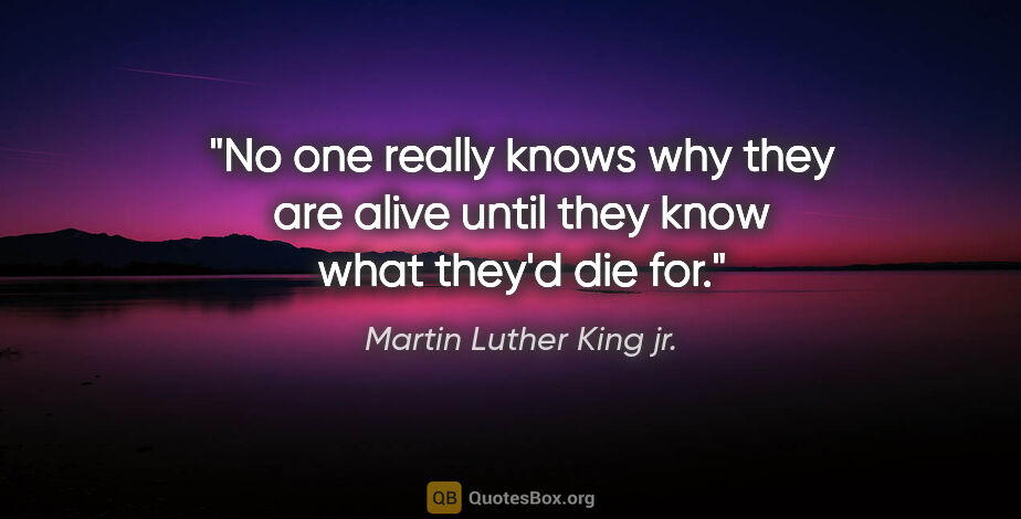 Martin Luther King jr. quote: "No one really knows why they are alive until they know what..."