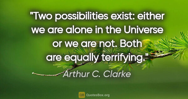 Arthur C. Clarke quote: "Two possibilities exist: either we are alone in the Universe..."